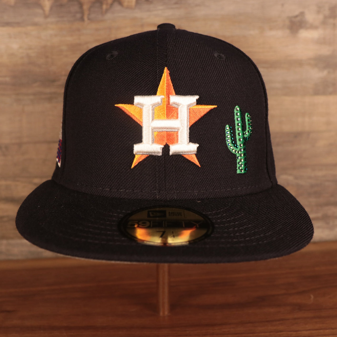 Houston Astros Iced Out Side Patch Cactus Texas Flag Gray Bottom 59Fifty Fitted Cap