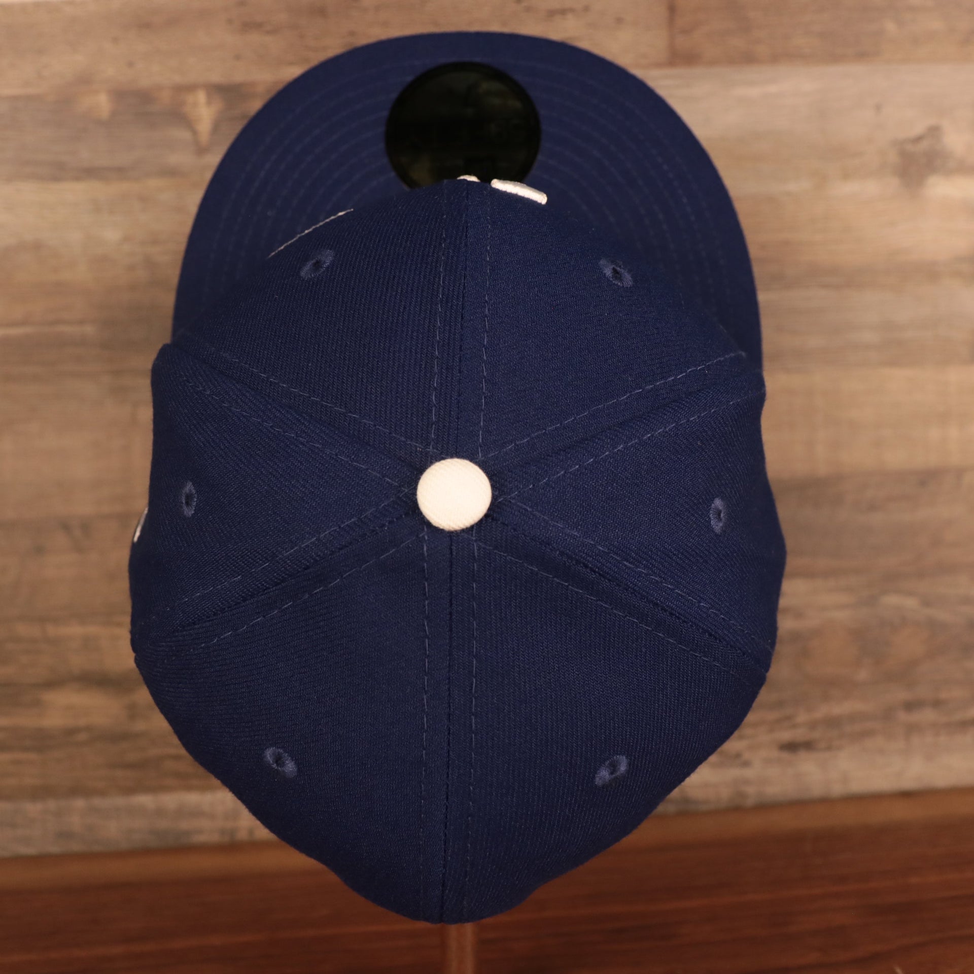 Top down view of the Los Angeles Dodger Multi-Color Paisley Bandana Under Brim 59Fifty Fitted Cap