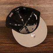 Grey undervisor for the Florida Marlins Retro Cooperstown Iced Out Side Patch Orange Florida Gray Bottom 59Fifty Fitted Cap