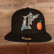 Florida Marlins Retro Cooperstown Iced Out Side Patch Orange Florida Gray Bottom 59Fifty Fitted Cap