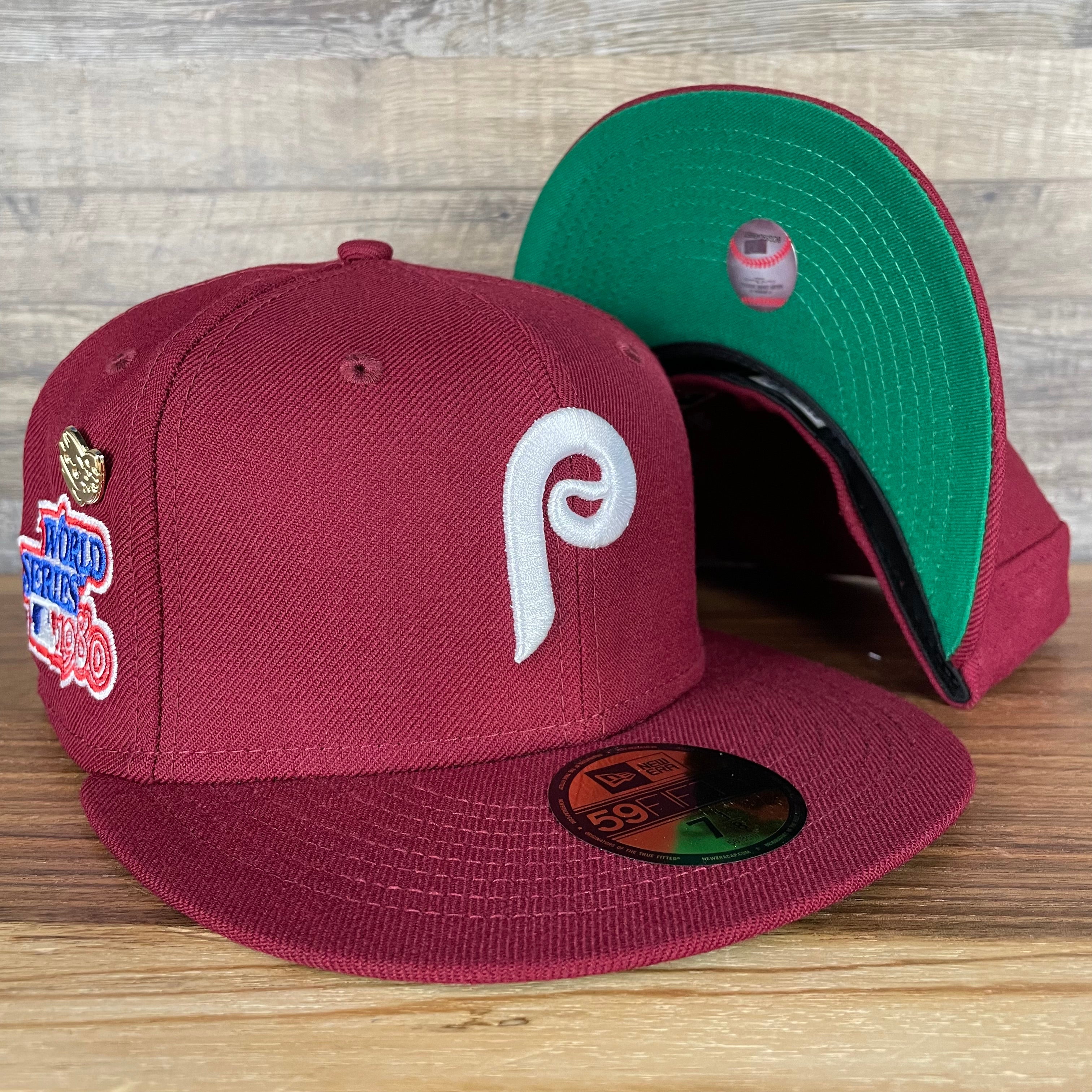 Burgundy Philadelphia Phillies 2X World Series Champions Crown New Era  59Fifty Fitted