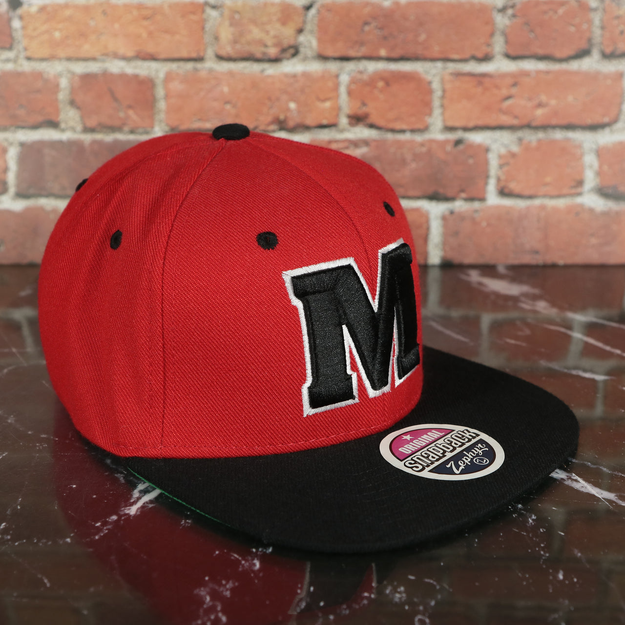 University of Maryland Red on Black Snapback Hat