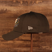 Wearer's left of the Philadelphia Eagles NFL 2021 Crucial Catch Cancer Awareness 39Thirty Stretch Fit Cap