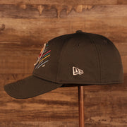 Wearer's left side of the Pittsburgh Steelers NFL 2021 Crucial Catch Cancer Awareness 39Thirty Stretch Fit Cap