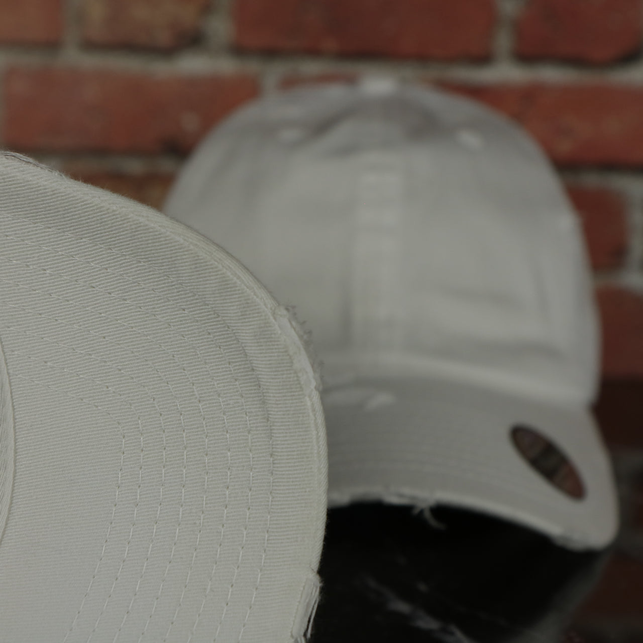 White Mesh Back Distressed Dad hat