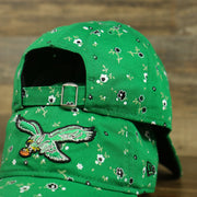 Micro Flower Pattern on the Philadelphia Eagles Ladies Throwback Logo Floral Bloom Micro Flower Pattern 9Twenty Dad Hat | Womens Floral Eagles Hat