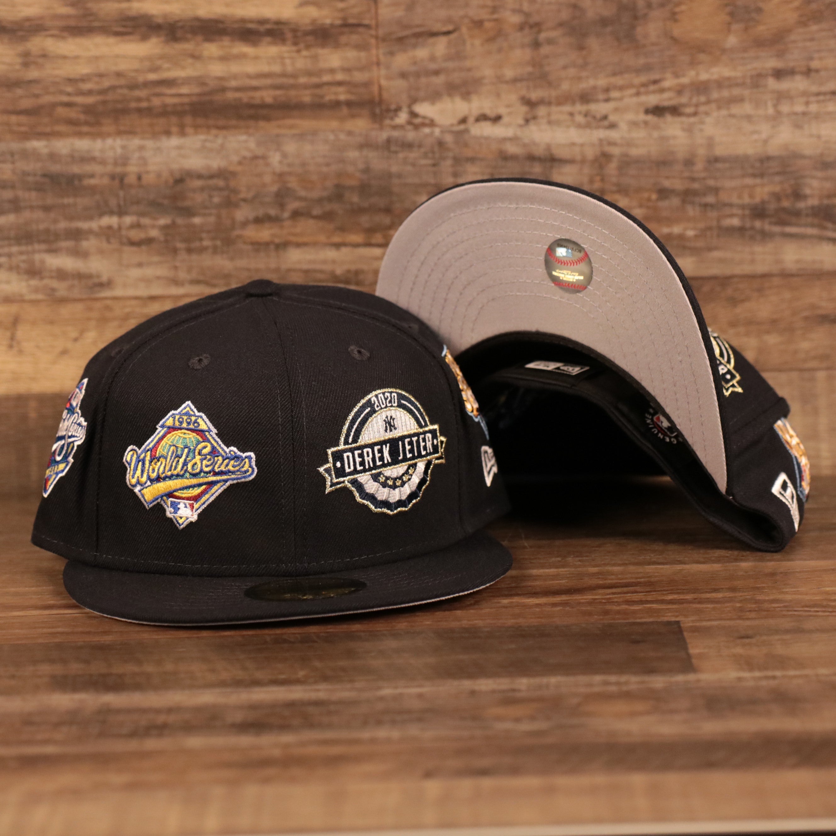 New York Yankees Derek Jeter Patch Script Logo 59FIFTY Fitted Hat 7 7/8