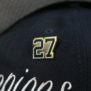 world series pin on the New York Yankees Cooperstown All Over Side Patch "Historic Champs" Gray UV 59Fifty Fitted Cap | Navy 59Fifty Fitted Cap