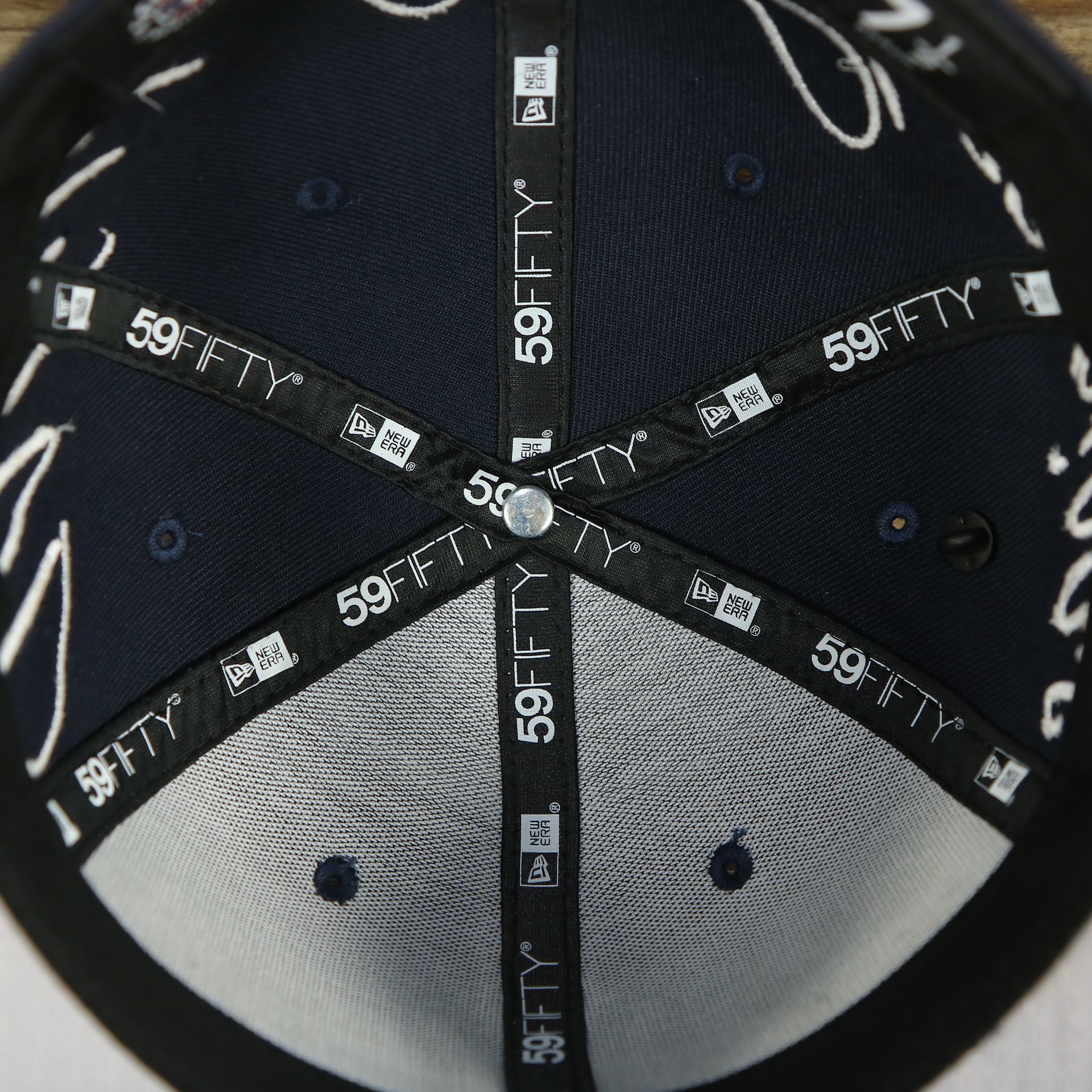 new era 59fifty taping on the New York Yankees Cooperstown All Over Side Patch "Historic Champs" Gray UV 59Fifty Fitted Cap | Navy 59Fifty Fitted Cap