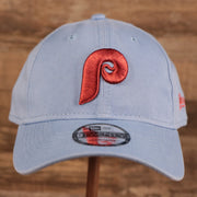 NEW ERA | PHILADELPHIA PHILLIES |  COOPERSTOWN PHILLIES LOGO FRONT | CUSTOM CAP | VINTAGE LOGO CAROLINA BLUE WITH CARDINAL LOGO | 9TWENTY DAD HAT | LIGHT BLUE | OSFM