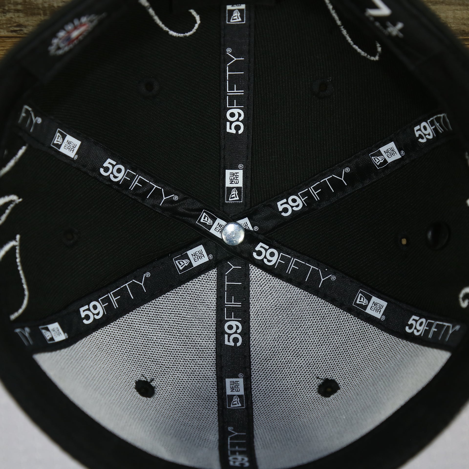 new era 59fifty taping on the Chicago White Sox Cooperstown All Over Side Patch "Historic Champs" Gray UV 59Fifty Fitted Cap | Black 59Fifty Fitted Cap