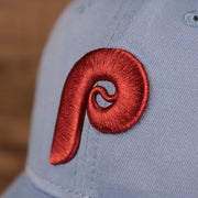 NEW ERA | PHILADELPHIA PHILLIES |  COOPERSTOWN PHILLIES LOGO FRONT | CUSTOM CAP | VINTAGE LOGO CAROLINA BLUE WITH CARDINAL LOGO | 9TWENTY DAD HAT | LIGHT BLUE | OSFM