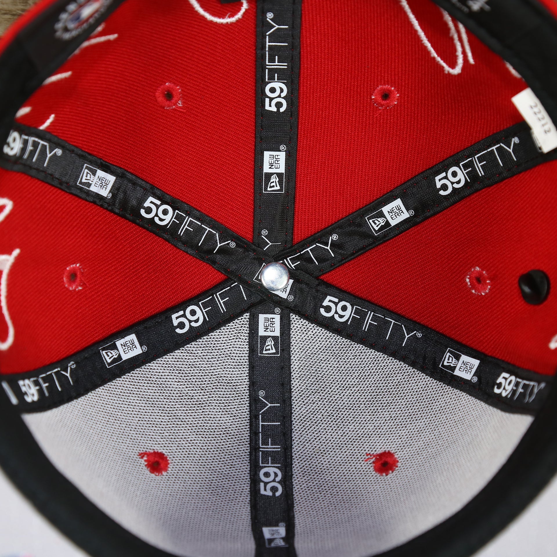 new era 59fifty taping on the Cincinnati Reds Cooperstown All Over Side Patch "Historic Champs" Gray UV 59Fifty Fitted Cap | Reds 59Fifty Fitted Cap