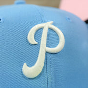 phillies logo on the Philadelphia Phillies Glow In The Dark 1952 All Star Game Patch Pink Bottom Side Patch 59Fifty Fitted Cap