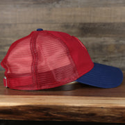Wearer's right of the Philadelphia Phillies 2022 MLB Batting Practice On-Field Spring Training 9Twenty Trucker Dad Hat