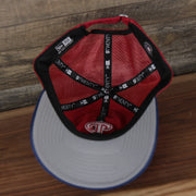 Grey under visor of the Philadelphia Phillies 2022 MLB Batting Practice On-Field Spring Training 9Twenty Trucker Dad Hat
