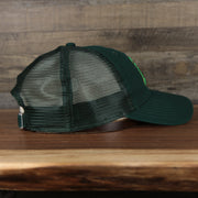 Wearer's right of the Oakland Athletics 2022 MLB Batting Practice On-Field Spring Training 9Twenty Trucker Dad Hat