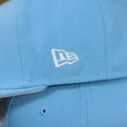 new era logo on the New York Yankees 1996 World Series Patch Pink Bottom 59Fifty Fitted Cap | Light Blue