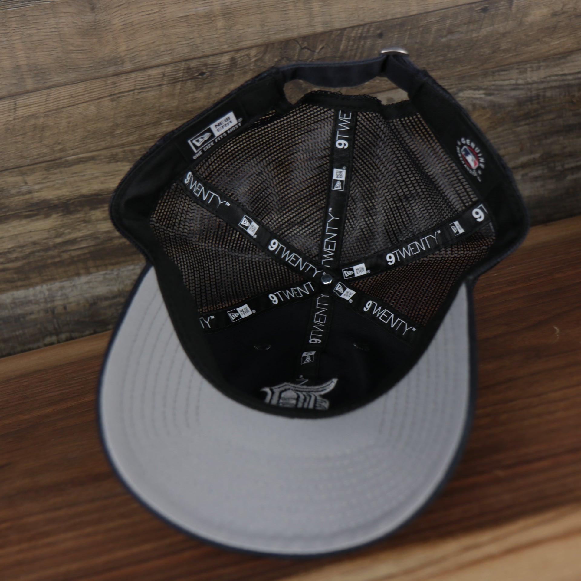 Grey under visor of the Detroit Tigers 2022 MLB Batting Practice On-Field Spring Training 9Twenty Trucker Dad Hat