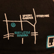 Close up of the transit map on the back of the Florida Marlins Cooperstown City Transit All Over Side Patch Gray Bottom 59Fifty Fitted Cap