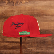 Wearer's right of the Philadelphia Phillies City Transit All Over Side Patch Gray Bottom 59Fifty Fitted Cap