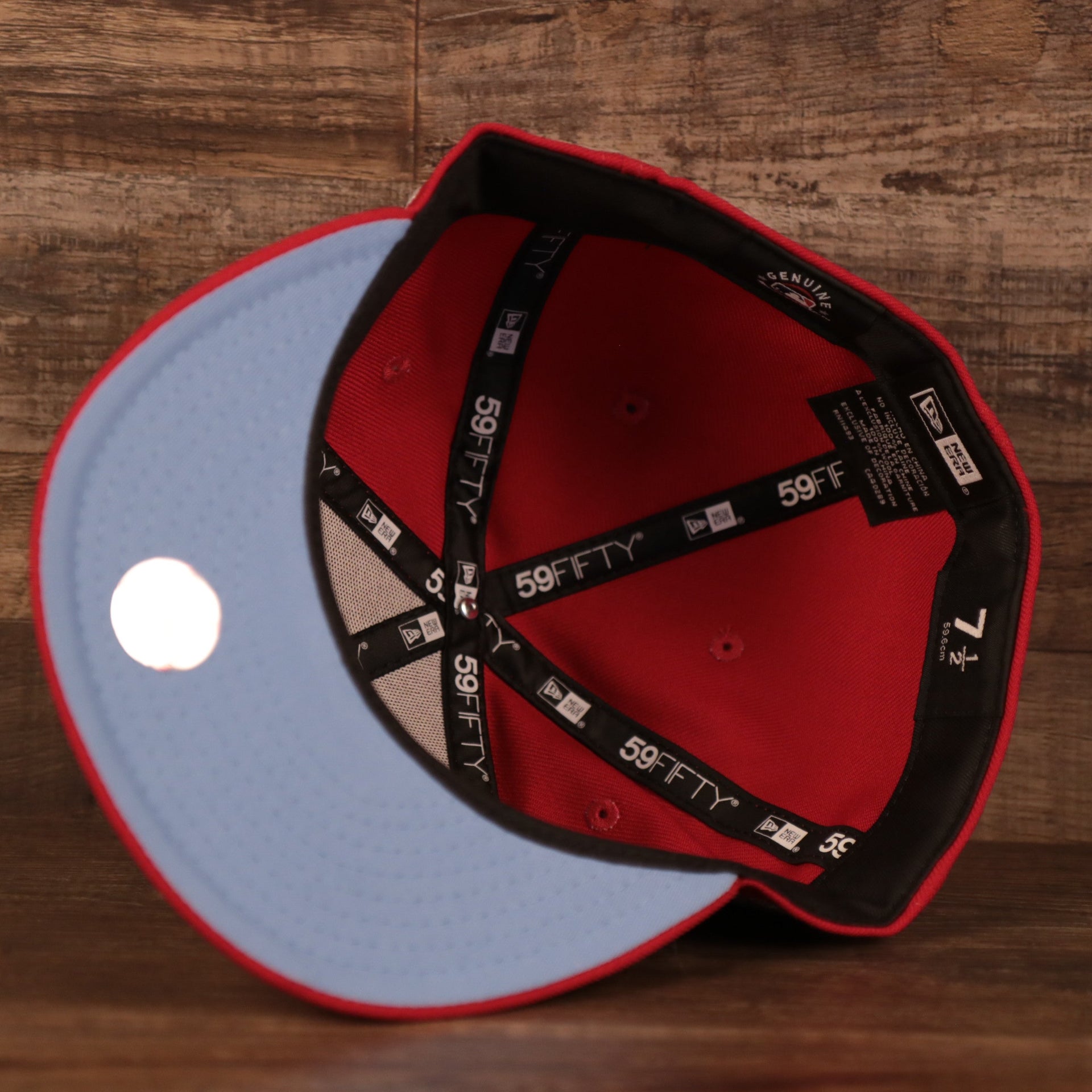 Icy blue bottom of the Philadelphia Phillies 1996 All Star Game Crystal Side Patch Icy Blue Bottom 59Fifty Fitted Cap