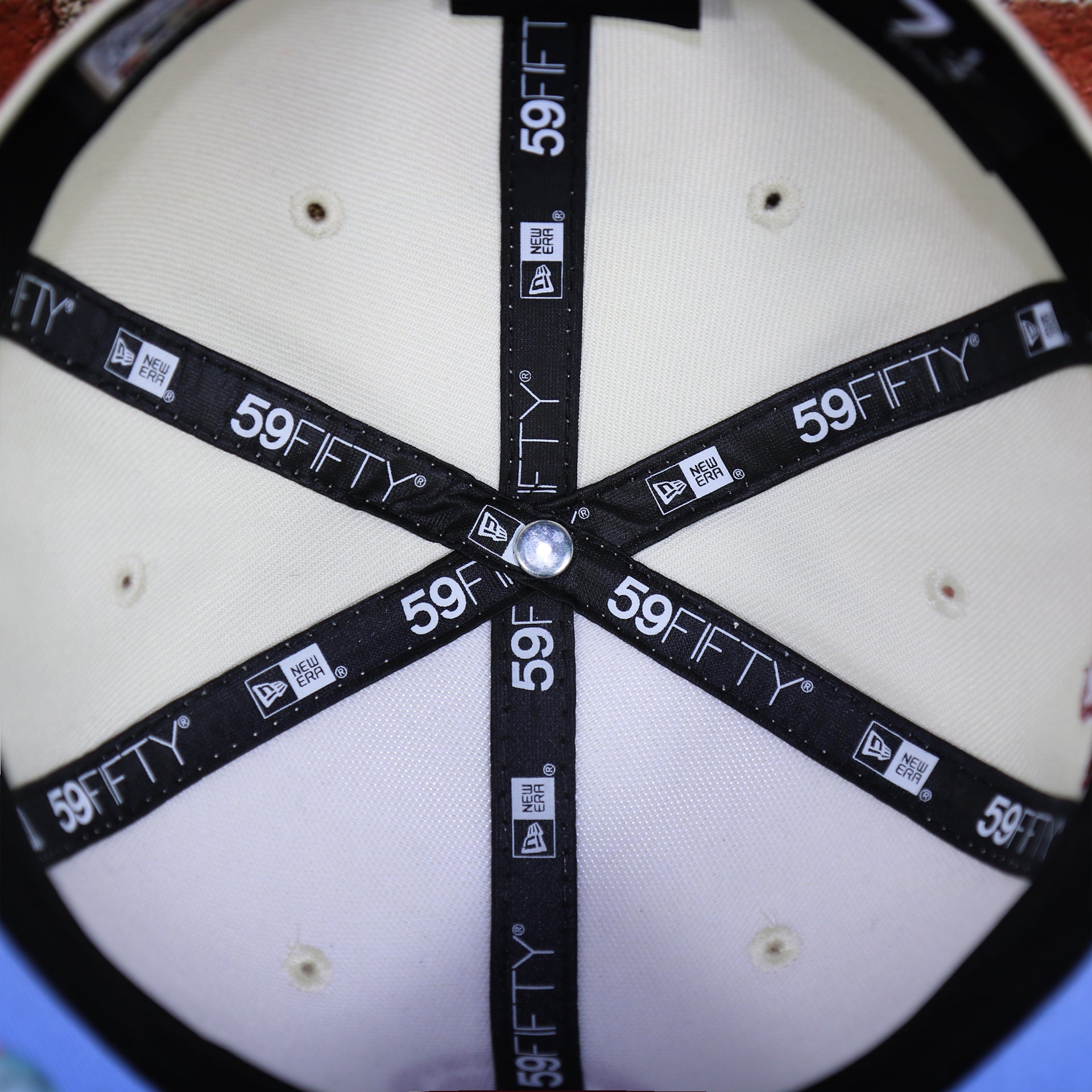 Taping on the interior of the Philadelphia Phillies Cooperstown Retro Logo 1980 World Series Champion Side Patch Grey UV 59Fifty Fitted Cap | Chrome/Maroon Cap Swag Exclusive