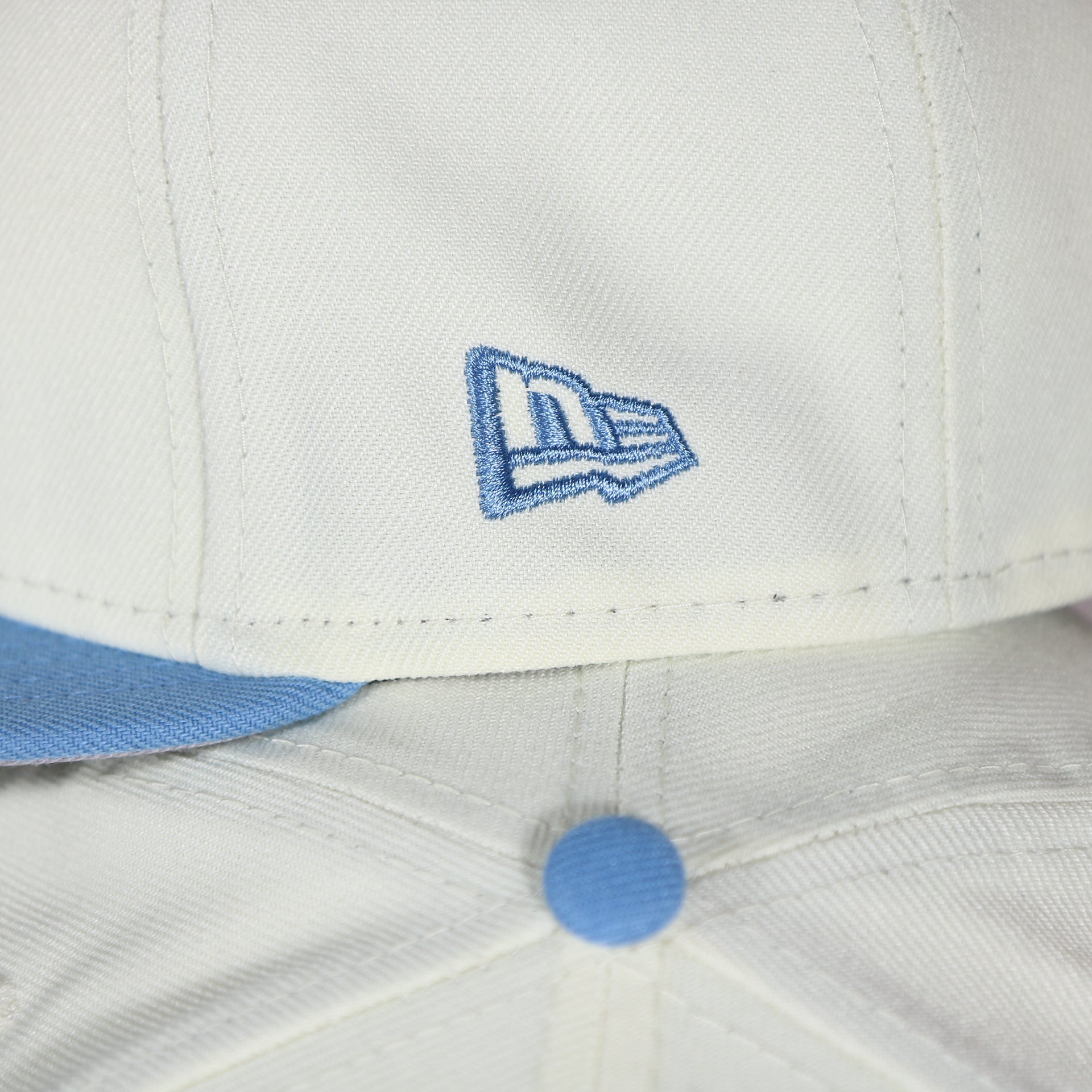 New Era logo on the Philadelphia Phillies Cooperstown Jersey Script Wordmark 1996 All Star Game Side Patch Grey UV 59Fifty Fitted Cap | Chrome/Powder Blue Cap Swag Exclusive