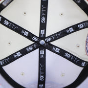 59Fifty taping on the interior of the Philadelphia Phillies Cooperstown City Hall Logo Veterans Stadium Side Patch Grey UV 59Fifty Fitted Cap | Chrome/Powder Blue Cap Swag Exclusive