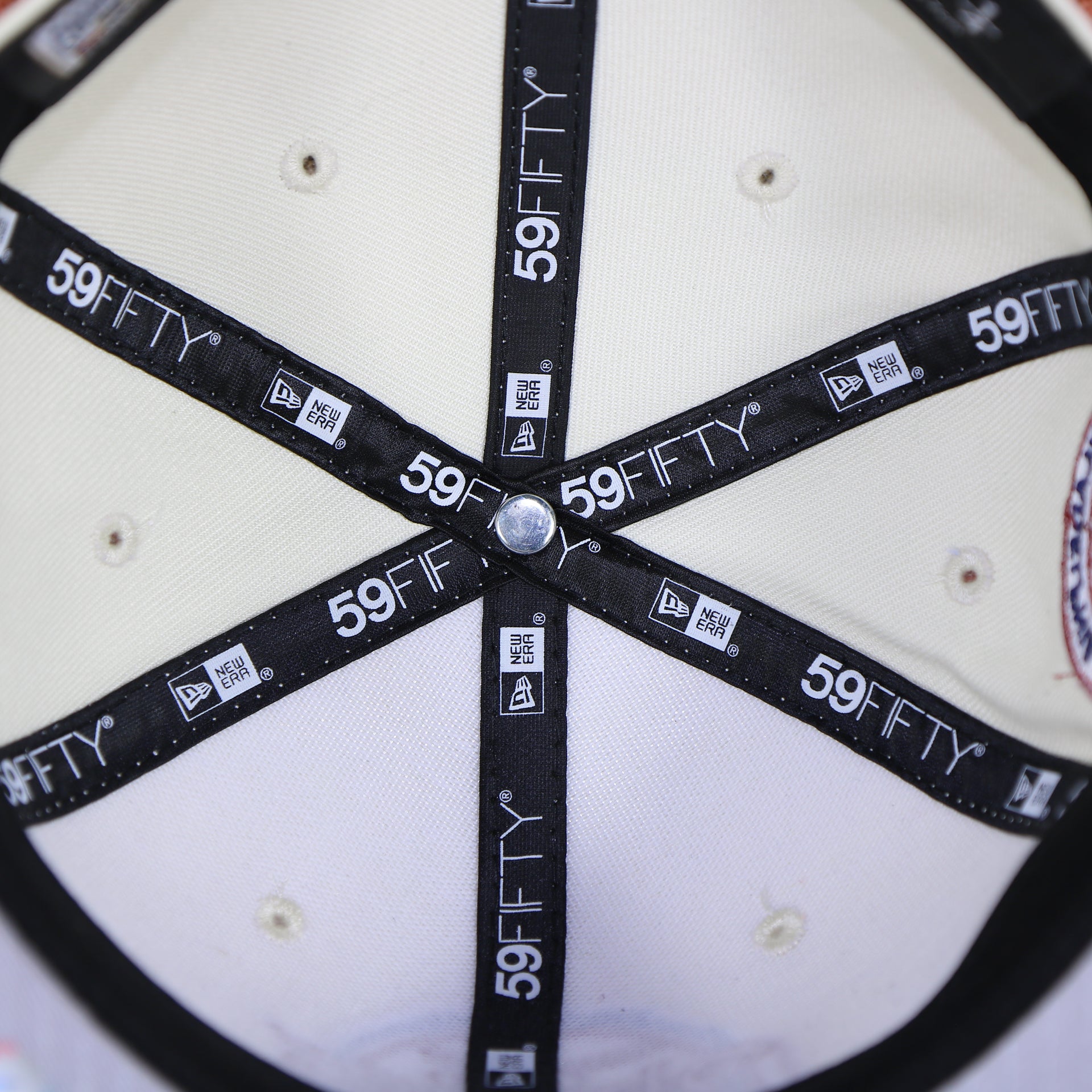 59Fifty taping on the interior of the Philadelphia Phillies Cooperstown City Hall Logo Veterans Stadium Side Patch Grey UV 59Fifty Fitted Cap | Chrome/Powder Blue Cap Swag Exclusive