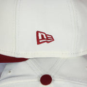 New Era logo close up on the Philadelphia Phillies Cooperstown City Hall Logo Veterans Stadium Side Patch Powder Blue UV 59Fifty Fitted Cap | Chrome/Maroon nohiosafariclub Exclusive