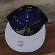 underside of the Los Angeles Lakers All Over Paisley Bandana Pattern Grey Bottom 5950 Fitted Cap | Blue