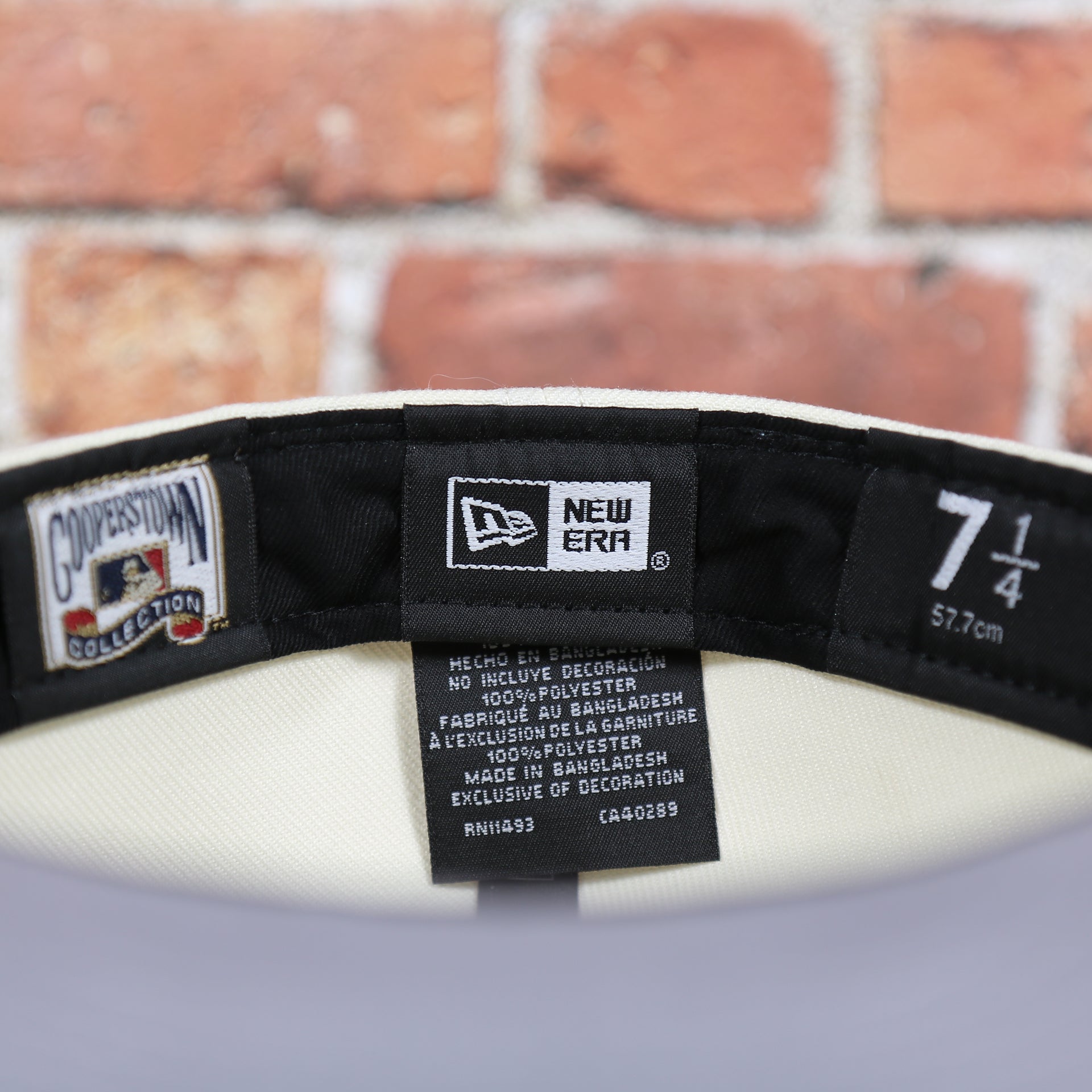 Labels on the interior of the Philadelphia Phillies Cooperstown City Hall Logo Veterans Stadium Side Patch Grey UV 59Fifty Fitted Cap | Chrome/Powder Blue nohiosafariclub Exclusive