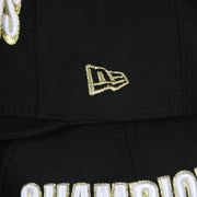 new era logo on the Men's Toronto Raptors New Era Black 2019 NBA Finals On Court Champions Locker Room 9FIFTY Snapback Hat