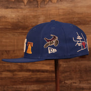 Wearer's left of the Philadelphia 76ers City Transit All Over Side Patch Gray Bottom 59Fifty Fitted Cap