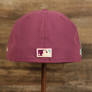Back of the Philadelphia Athletics Glow In The Dark Oakland 40 Year Patch Teal Bottom Side Patch 59Fifty Fitted Cap