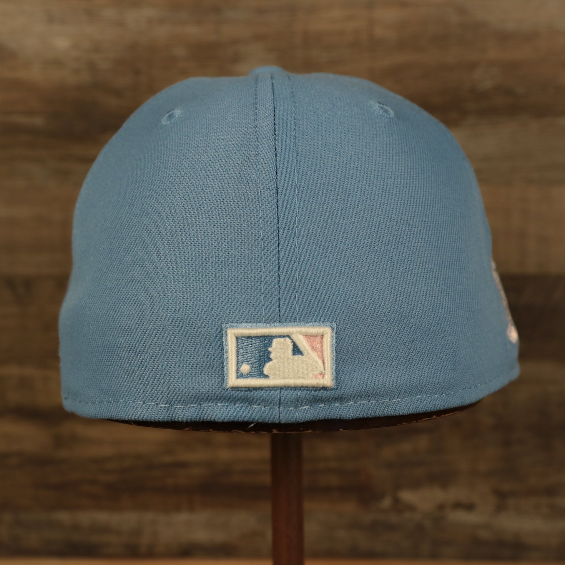 Back of the New York Yankees Glow In The Dark 27x World Series Champs Patch Pink Bottom Side Patch 59Fifty Fitted Cap