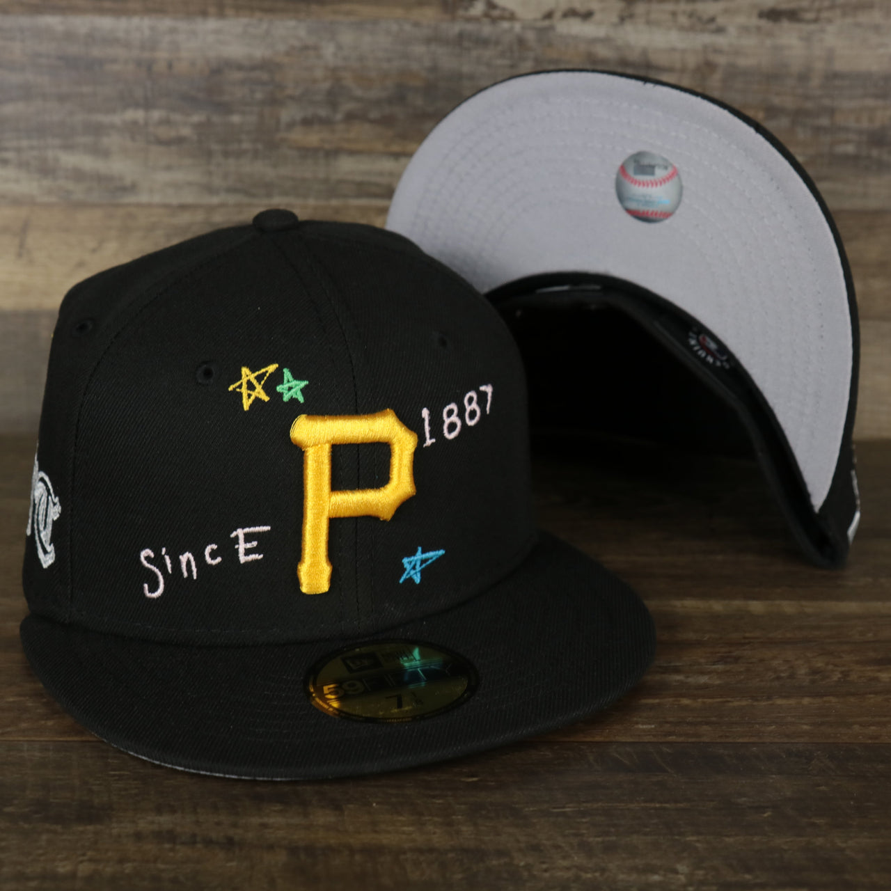 The Pittsburgh Pirates “Scribble” Side Patch Gray Bottom 59Fifty Fitted Cap