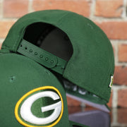 green adjustable snap on the Green Bay Packers Four Time Super Bowl Champions Side Patch 59Fifty Fitted Cap | Green Fitted Cap