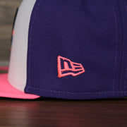 new era logo on the Jersey Shore Blue Claws 2022 Medusas de Jersey Shore Copa de la Diversion On-Field Black Bottom 5950 Fitted Cap | Purple/White