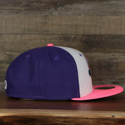 wearers right side of the Jersey Shore Blue Claws 2022 Medusas de Jersey Shore Copa de la Diversion On-Field Black Bottom 5950 Fitted Cap | Purple/White