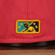 milb logo on the Delmarva Shore Birds 2022 Gallos de Delmarva Copa de la Diversion On-Field Black Bottom 5950 Fitted Cap | Red