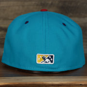 back of the Scranton/Wilkes-Barre Railriders 2022 Vejigantes de Scraton/Wilkes-Barre Copa de la Diversion On-Field Black Bottom 5950 Fitted Cap | Blue/White