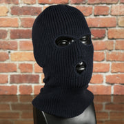 Navy Blue Snug Fit Three Hole Balaclava | Navy Blue Knit Ski Mask