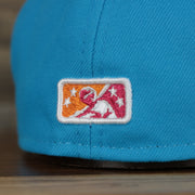milb logo Carolina Mudcats 2022 Pescados de Carolina Copa de la Diversion On-Field Black Bottom 5950 Fitted Cap | White/Blue