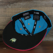 underside of the Carolina Mudcats 2022 Pescados de Carolina Copa de la Diversion On-Field Black Bottom 5950 Fitted Cap | White/Blue