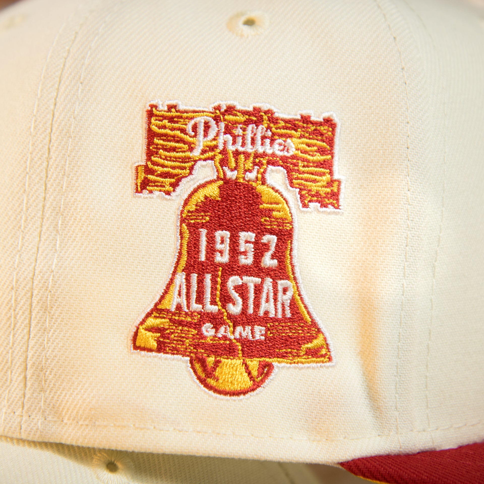 1952 all star patch on the Philadelphia Phillies Cooperstown 1952 All Star Side Patch Yellow UV 59Fifty Fitted Cap | Chrome/Red | CheeseSteak Pack nohiosafariclub Exclusive