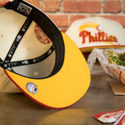 under side of the Philadelphia Phillies Cooperstown Veterans Stadium Side Patch Side Patch Yellow UV 9Fifty Snapback Cap | Chrome/Red | CheeseSteak Pack Cap Swag Exclusive