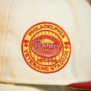 veterans stadium side patch on the side of the Philadelphia Phillies Cooperstown Veterans Stadium Side Patch Side Patch Yellow UV 9Fifty Snapback Cap | Chrome/Red | CheeseSteak Pack nohiosafariclub Exclusive