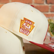 wearers right side of the Philadelphia Athletics Cooperstown 1929 World Series Side Patch Yellow UV 59Fifty Fitted Cap | Chrome/Red | CheeseSteak Pack Cap Swag Exclusive